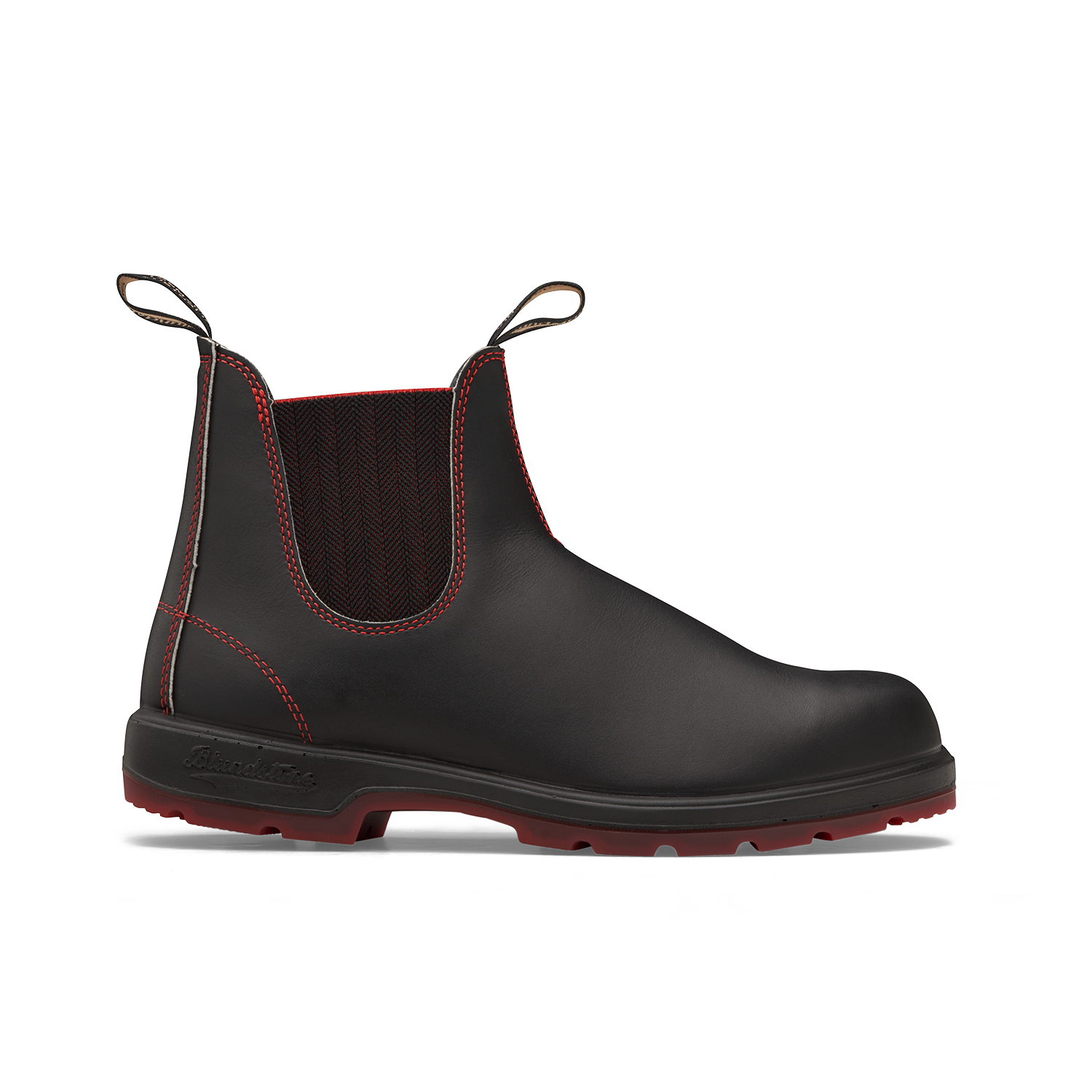 Blundstone 2342 Classic Black with Red Herringbone Elastic and Red Sol Australian Boot Company