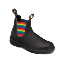 Blundstone 2105 Originales Noir avec élastique arc-en-ciel et piqûres contrastantes