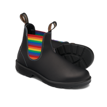 Blundstone 2105 Originales Noir avec élastique arc-en-ciel et piqûres contrastantes