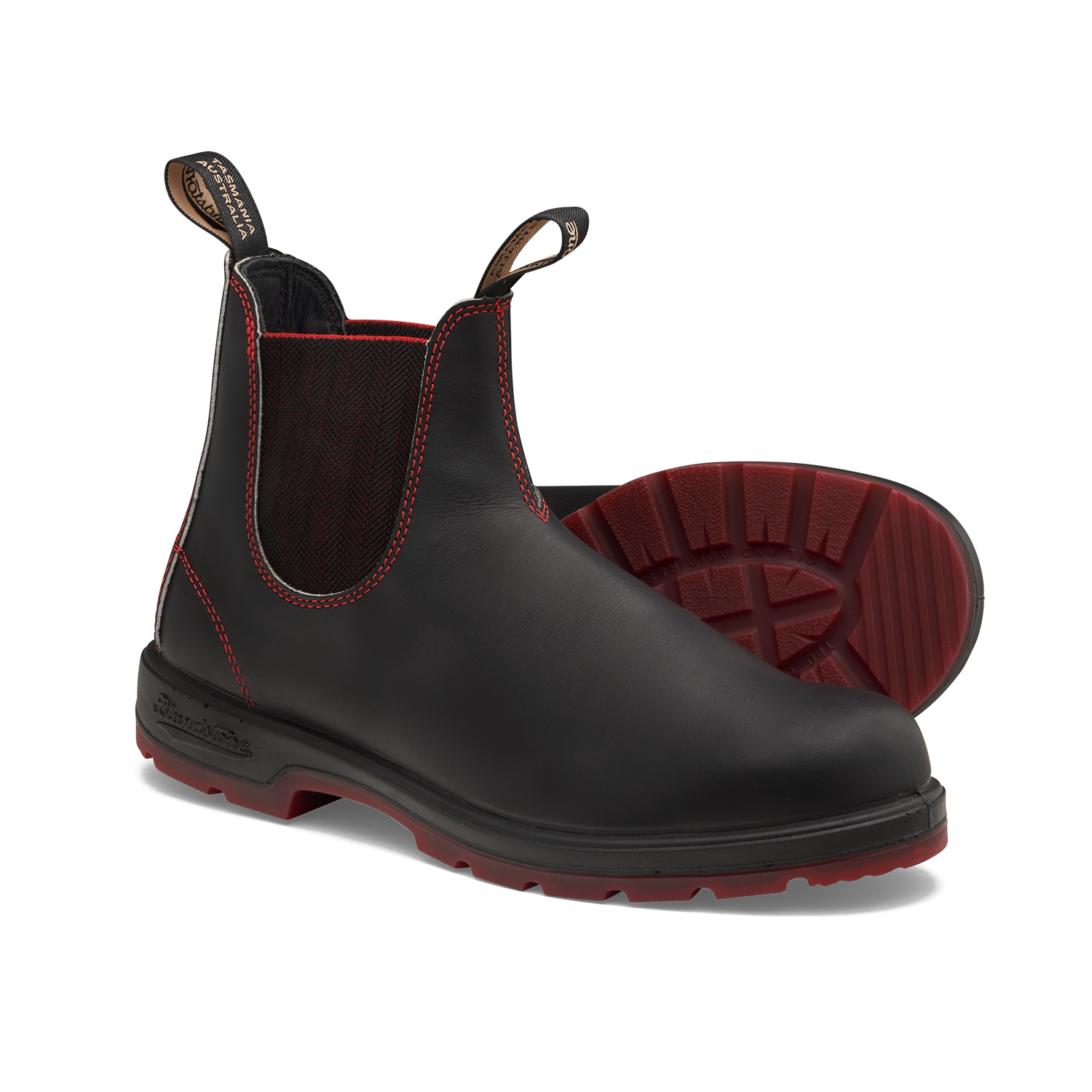 Blundstone 2342 Classic Black with Red Herringbone Elastic and Red Sol