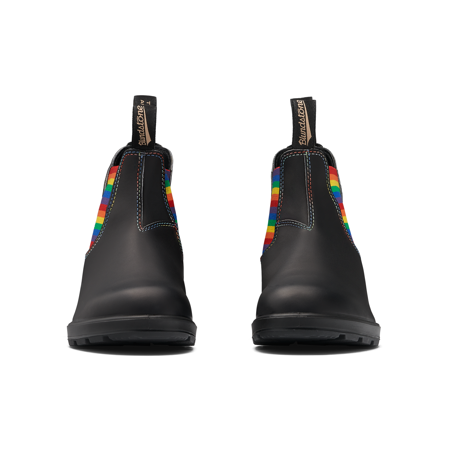 Blundstone 2105 Originales Noir avec élastique arc-en-ciel et piqûres contrastantes