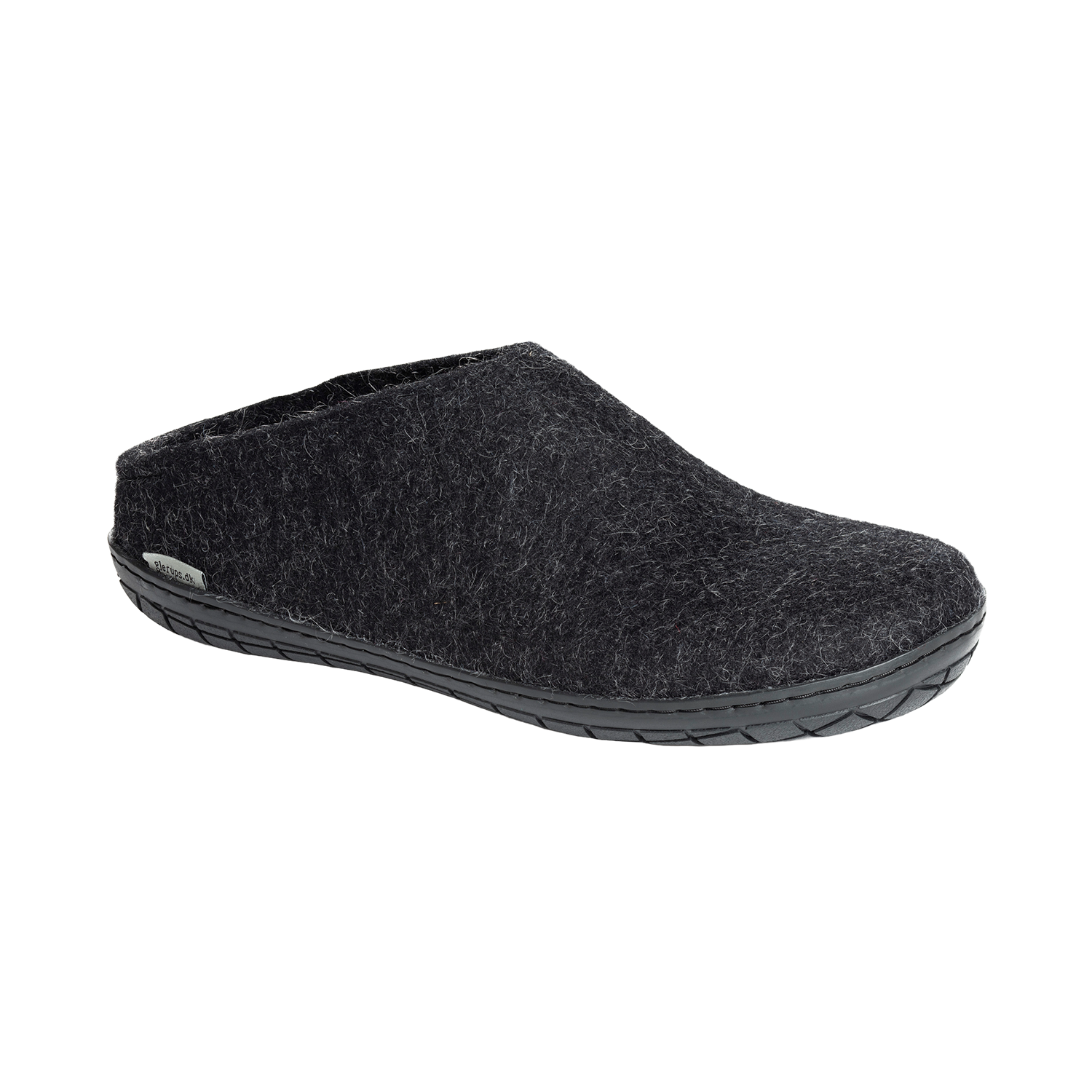 Glerups Unisex Wool Slippers With Rubber Sole - Charcoal Slip-On Indoor/Outdoor Slippers