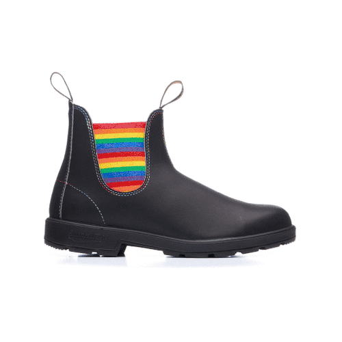 Blundstone 2105 Originales Noir avec élastique arc-en-ciel et piqûres contrastantes