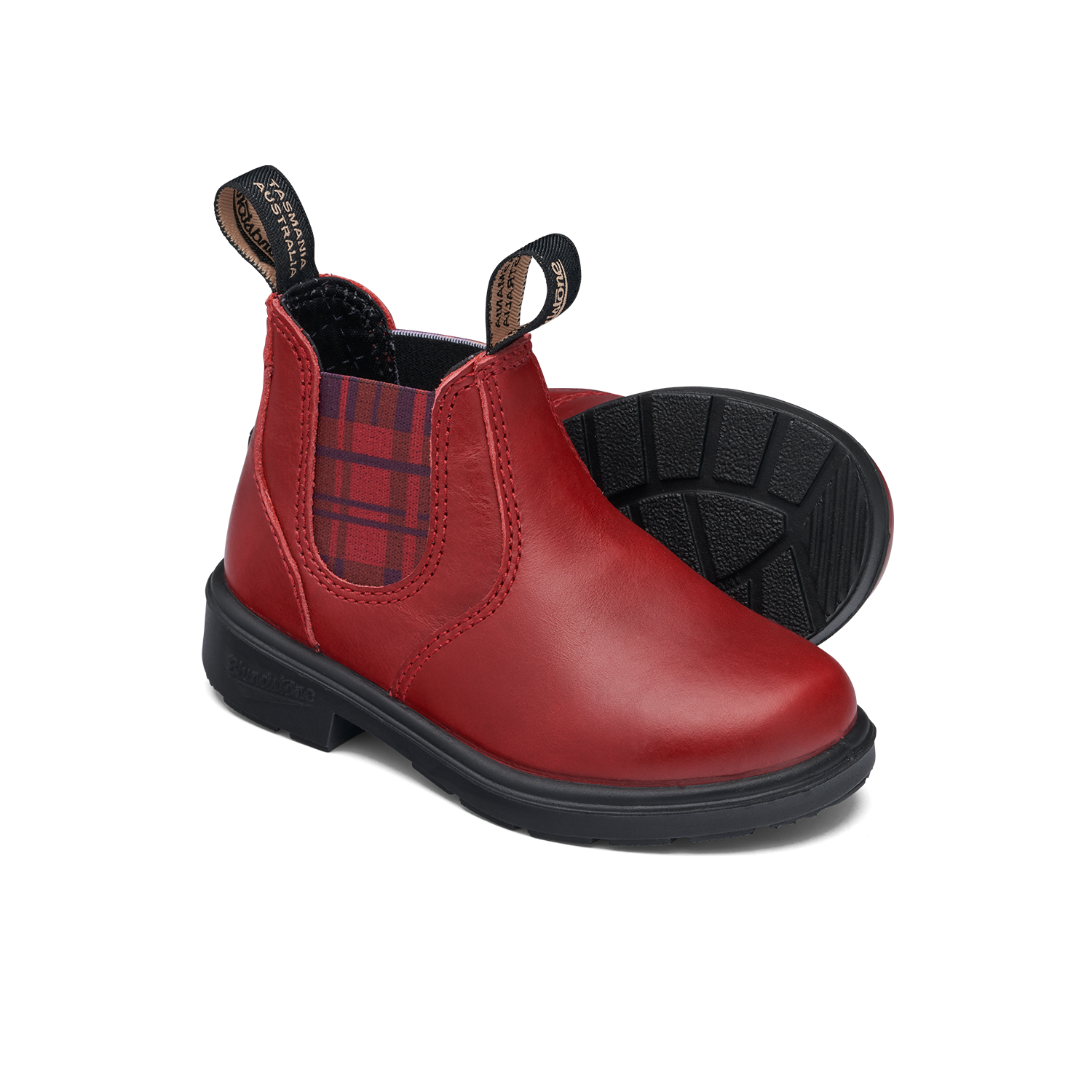 Blundstone 2192 Kids Red with Burgundy Tartan Elastic Australian
