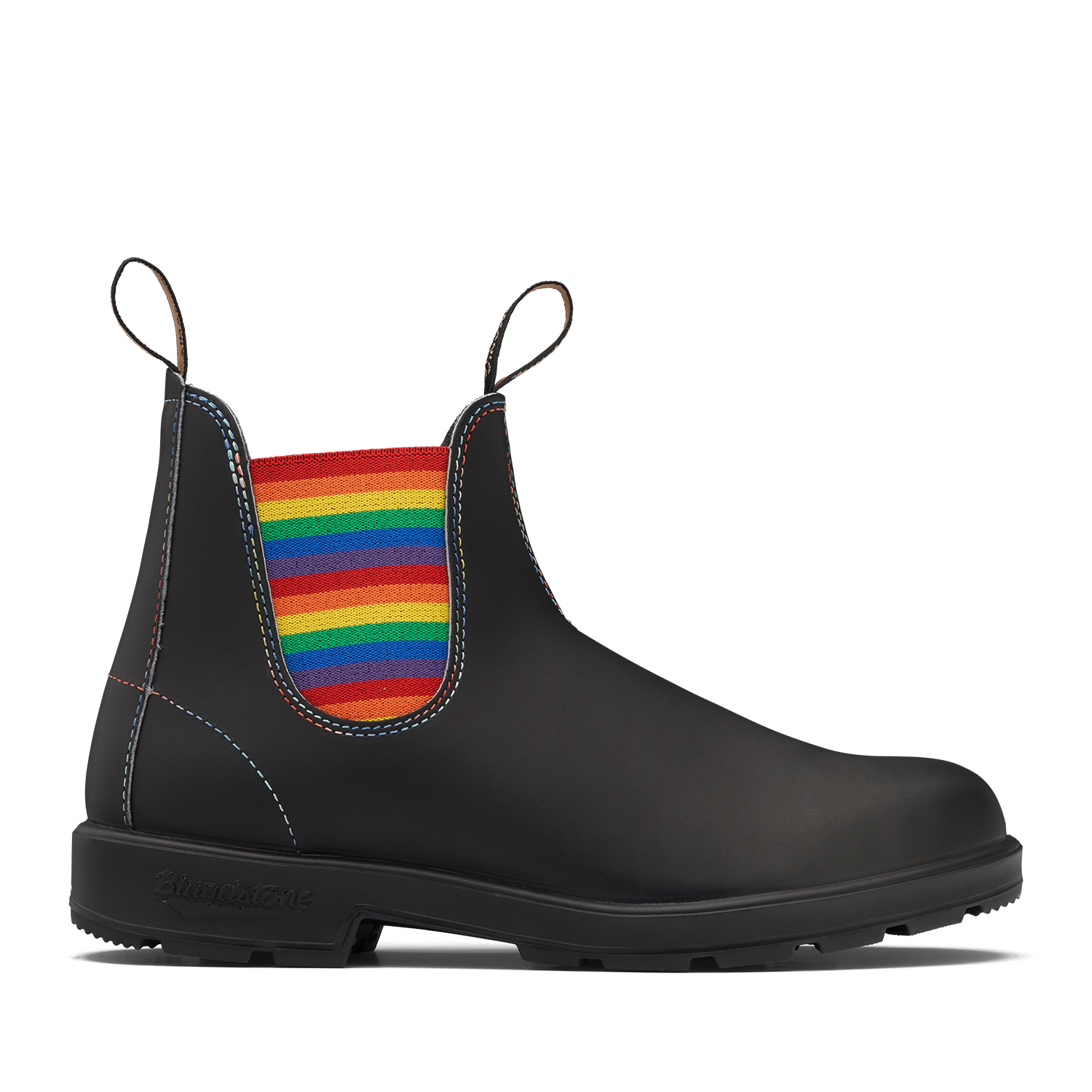 Blundstone 2105 Originals Black with Rainbow Elastic and Contrast Stitching