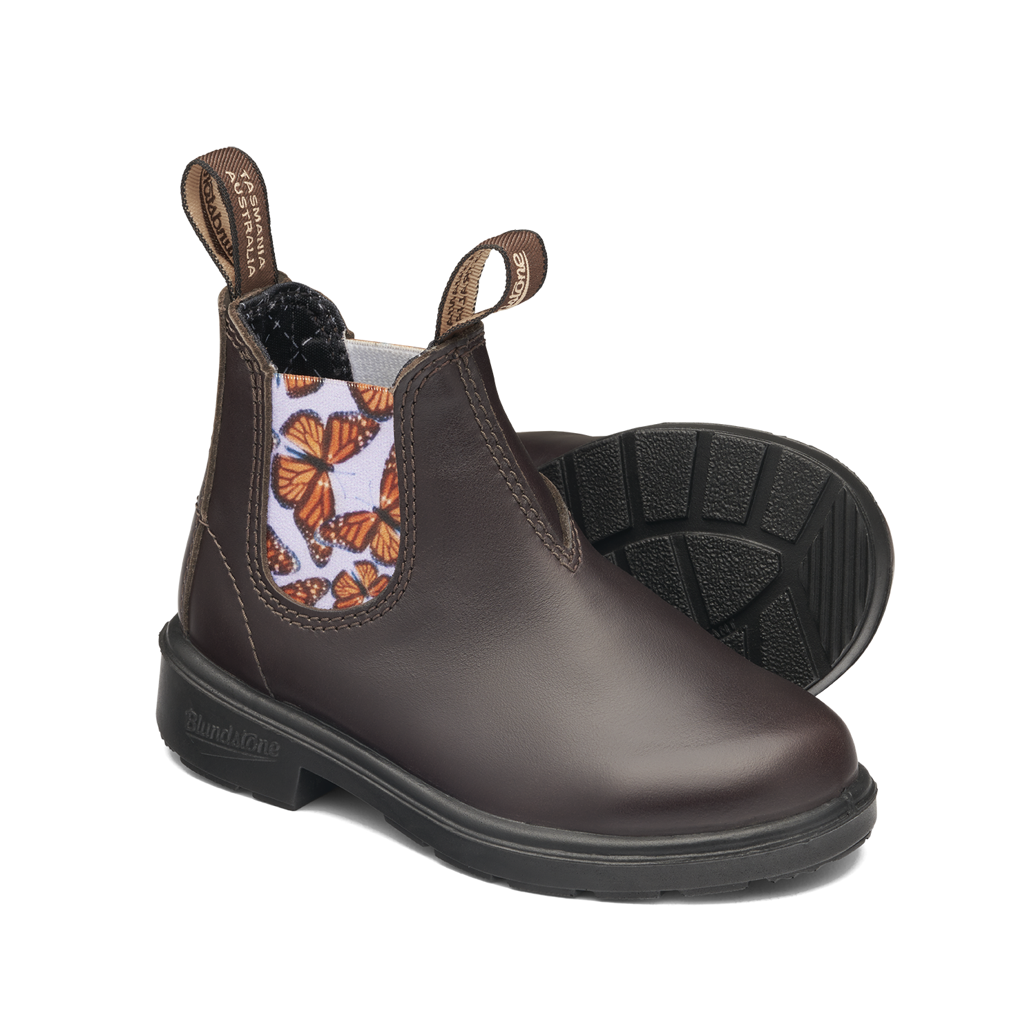 Blundstone 2395 Kids Brown with Butterfly Lilac Elastic