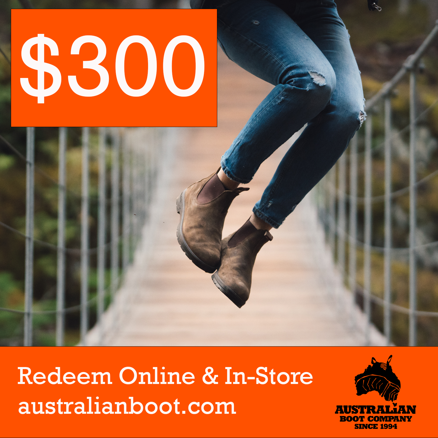 Carte-cadeau de 300 $ de l'Australian Boot Company