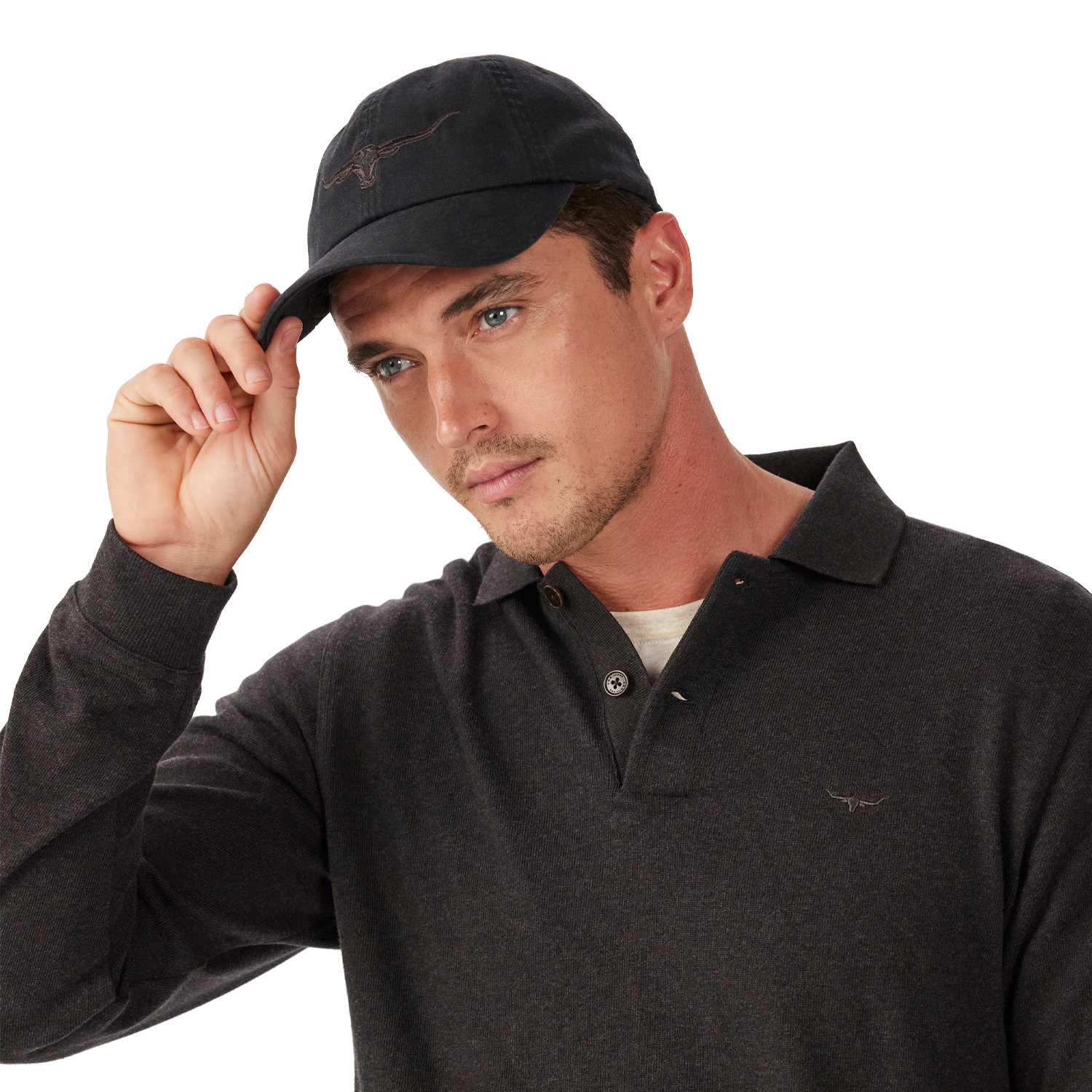 R.M. Williams Longhorn Twill Cap Black Wash