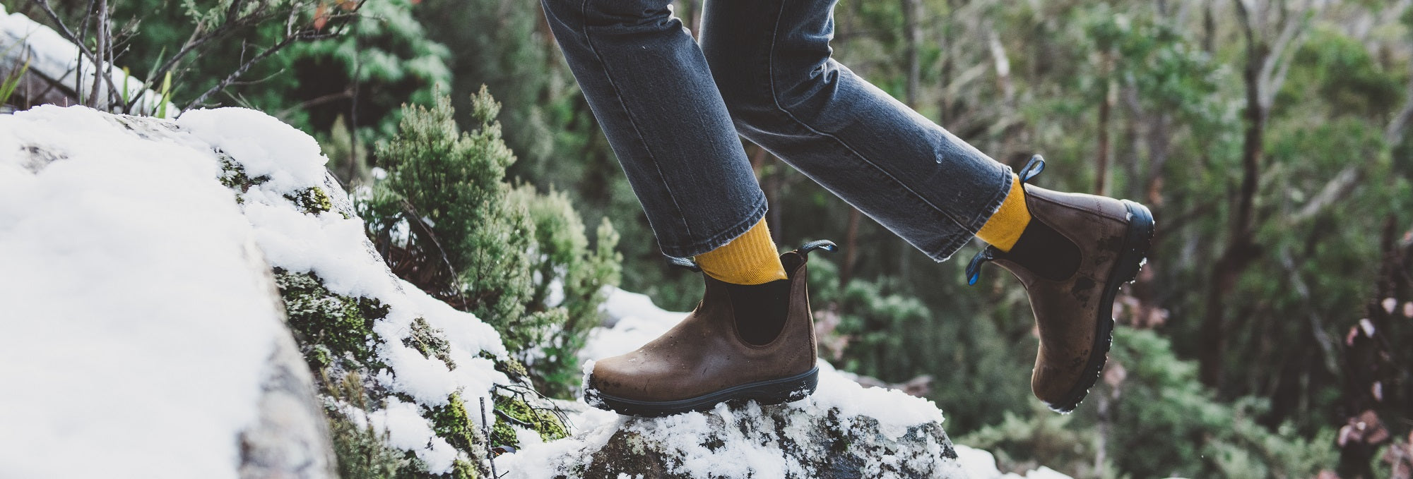 Blundstones in outlet the snow