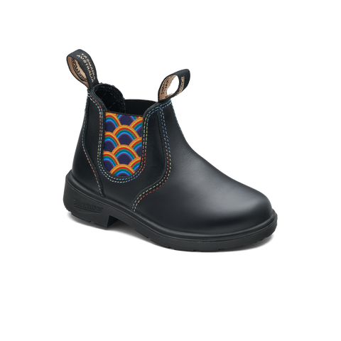 Blundstone 2254 Kids Black with Rainbow Elastic and Contrast Stitching